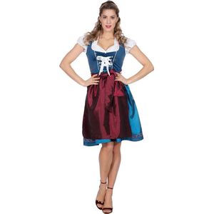 Wilbers & Wilbers - Boeren Tirol & Oktoberfest Kostuum - Heidi Edelweiss Oktoberfest Dirndl Blauw - Vrouw - Blauw - Maat 44 - Bierfeest - Verkleedkleding