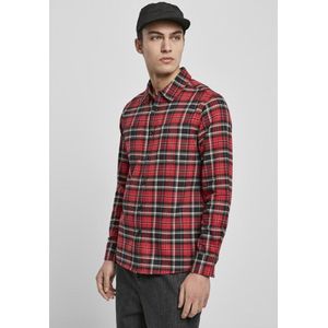 Urban Classics - Checked Roots Overhemd - S - Rood/Zwart
