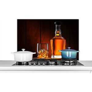 Spatscherm keuken 90x60 cm - Kookplaat achterwand Whiskey - Fles - Karaf - Muurbeschermer - Spatwand fornuis - Hoogwaardig aluminium