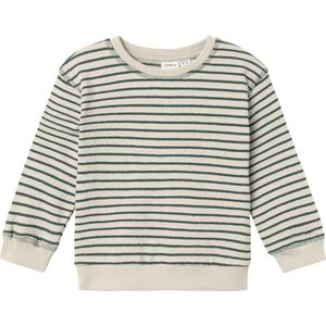 Name It Jongens Sweater Ecru/Forest streep - NMMSIAM - Maat 104