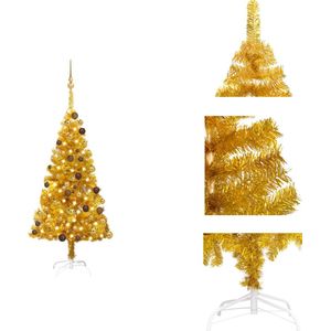 vidaXL Kunstkerstboom - Glanzend goud - 120 cm - Met LED-verlichting - USB-aansluiting - Decoratieve kerstboom