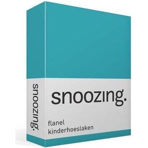 Snoozing - Flanel - Kinderhoeslaken - Junior - 70x140/150 cm -Turquoise