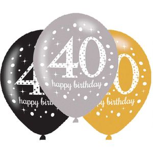 Ballonnen 40 jaar Sparkling Birthday | 6 stuks