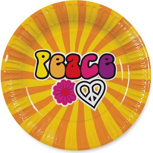 Boland - 8 papieren bordjes Hippie - Geen thema - Verjaardag - Flower Power - Tableware