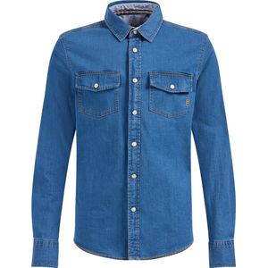 WE Fashion Jongens denim overhemd met stretch