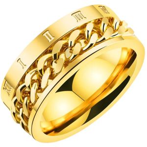 Anxiety Ring - (Rome) - Stress Ring - Fidget Ring - Anxiety Ring For Finger - Draaibare Ring - Spinning Ring - Goud - (18.75 mm / maat 59)