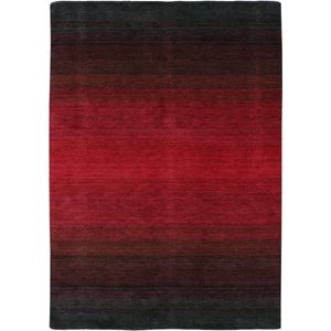 Panorama Black Red Vloerkleed - 80x300  - Rechthoek - Laagpolig Tapijt - Modern - Rood, Zwart