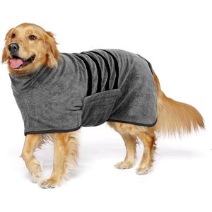 Lexium Hondenbadjas - Maat L - Grijs - Badjas Voor Honden - Honden Badjas