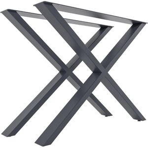 In And OutdoorMatch Tafelpoten Jorge - 2x - X-vormig tafelframe - Stalen tafelpoten - Zwarte tafelpoten - Industriële stijl - L