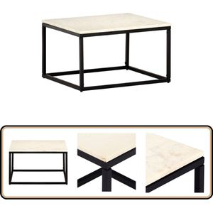 vidaXL Salontafel - Wit/zwart met marmeren textuur Salontafel - Marmeren Tekstuur - Witte Salontafel - Zwarte Salontafel - Modern Meubilair
