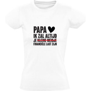 Papa ik zal altijd je kleine meisje - financiële last zijn | Dames T-shirt | Wit | Dochter | Princes | Vaderdag