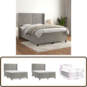 vidaXL Boxspring Fluweel Lichtgrijs 140x200 cm Boxspringbed - Boxsprings - Tweepersoonsbed - Velvet Bed - Grijs Bed