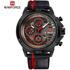 Naviforce Horloge Ø 47 mm - Zwart/Rood - Inclusief horlogedoosje