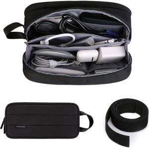 Multifunctionele kabeltas - Grote capaciteit voor pc-oplader, kabels, adapter, powerbank, SD-kaarten - Zwart