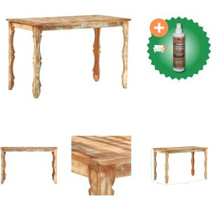 vidaXL Eettafel 120x60x76 cm massief gerecycled hout - Tafel - Inclusief Houtreiniger en verfrisser