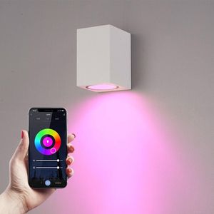 Homeylux® Smart Wifi LED Wandlamp Wit met 5,5W Dimbare RGBWW GU10 spot - IP44 - 400lm - Marion - Geschikt voor Binnen en Buiten