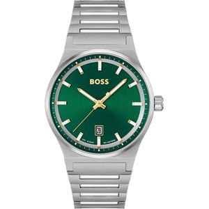 BOSS HB1514079 CANDOR Heren Horloge - Mineraalglas - Staal - Zilverkleurig - 41 mm breed - Quartz - Vouw/Vlindersluiting - 5 ATM (douchen)