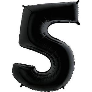 CHPN - Folieballon - 5 jaar - Heliumballon - 41CM - Cijferballon - Zwart - Ballon - Feestdecoratie - Eerste verjaardag - Party - Verjaardag - 5
