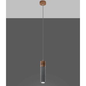 - LED Hanglamp beton hout ZANE - 1 x GU10 aansluiting