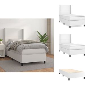 vidaXL Boxspring - Boxsprings - Bed - Slaapmeubel - Boxspring met matras kunstleer wit 90x190 cm