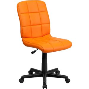 Goodivery ® Comfortabele Medium Rugleuning Quilted Vinyl Metalen Bureaustoel - Oranje - Enkel