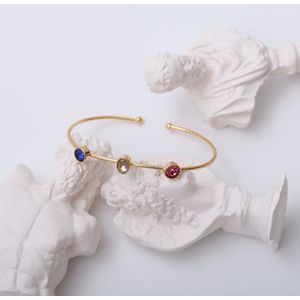 Hare Design Zirkonia Kleurrijk Stenen Armband Gecombineerde Armband Goud Vergulde - Handgemaakte Luxe Sieraden