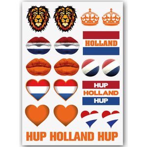 Temporary Tattoo Nederland / Holland Oranje #5 (A5 formaat) [Neptattoo - Tijdelijke tatoeage smink schmink - Nep Fake Tattoos - Water overdraagbare festival sticker glitter - Volwassenen Kinderen Jongen Meisje WK, World Cup, Voetbal