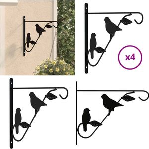 vidaXL Hangmandbeugels 4 st staal zwart - Hangmandbeugel - Hangmandbeugels - Hangende Plantenbak Beugel - Hangmand Haak