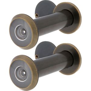 AMIG deurspion/kijkgat - 2x - antiek messing - deurdikte 60-85mm -160 graden kijkhoek -16mm boorgat