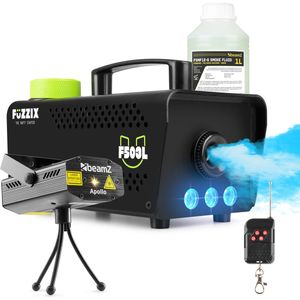 Partyset met Fuzzix F503L Rookmachine - 1L Rookvloeistof en 1x Laser