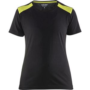 Blaklader Dames T-shirt 3479-1042 - Zwart/High Vis Geel - XXXL