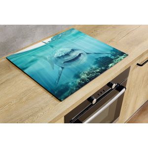 Inductiebeschermer - Angry Shark - 76x52 cm - Inductiebeschermer - Inductie Afdekplaat Kookplaat - Inductie Mat - Anti-Slip - Keuken Decoratie - Keuken Accessoires