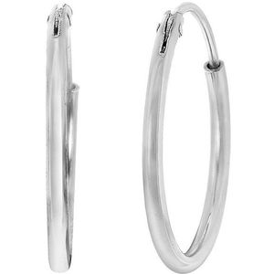 Lucardi Dames Oorbellen rhodiumplated 15mm - Oorbellen - Cadeau - Echt Zilver - Zilverkleurig