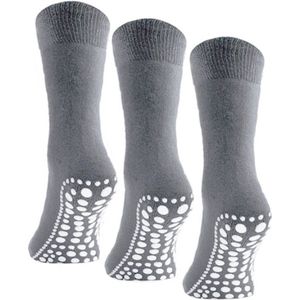 Budino Huissokken set - Antislip sokken - 3 paar - maat 43-46 - Grijs