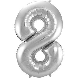 Cijfer Ballonnen Ballon Cijfer 8 Verjaardag Versiering Feest Helium Ballonnen Cijferballon Folieballon Zilver Xl Formaat