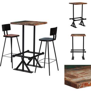 vidaXL Barset Vintage - Gerecycled hout - Stoelafmetingen 45x36x99 cm - Bartafel 60x60x107 cm - Set tafel en stoelen