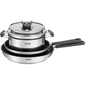 Tefal Opti'Space Pannenset - 4-delig - Kookpan Ø 18 + 20 cm - Koekenpan Ø 24 + 28 cm