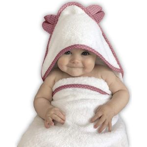 Babyhanddoek met capuchon van Oeko-Tex® katoen en bamboe, extra zachte badcape voor baby's en peuters vanaf 0 maanden, babyhanddoek 85 x 85 cm met schattige oortjes (roze)