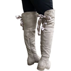 Overknee laarzen, beige, maat 38