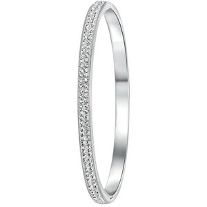 Lucardi Dames Armband bangle met kristal - Staal - Armband - Cadeau - Stijlvol - Zilverkleurig