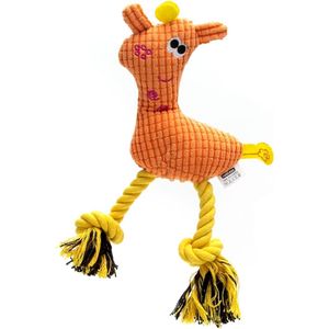 Nobleza Hondenknuffel met touw en piep - Honden speelgoed - Honden piepspeelgoed - Hondenknuffel - Hondentouw - Flostouw hond - Trektouw hond - Honden piepspeelgoed met touw - Oranje