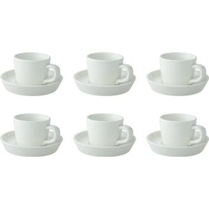 Palmer - Da Vinci - Espresso kop en schotel - 6 stuks - 9 cl - Wit - Porselein - Koffiekopjes