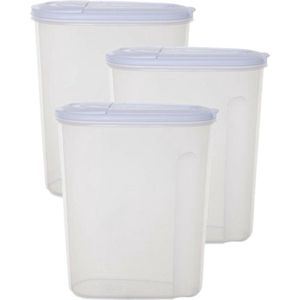 Whitefurze Voedselcontainer strooibus - 3x - transparant - 3 liter - kunststof - 20 x 10 x 24 cm