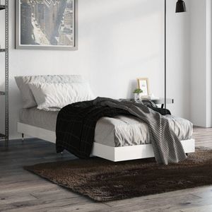 The Living Store Bedframe - Houten Bed - 193 x 78 x 20 cm - Hoogglans Wit
