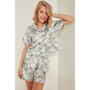 AMARANTA- Cadeau- Satijn Crop Shortama Set-Dames pyjama set-Satijn shortama set-maat XL, Moederdag Cadeau