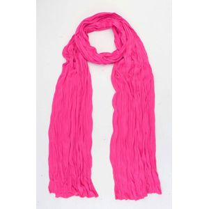 Accessories Junkie Amsterdam- Lang- Katoen- Effen- Dames- Sjaaltje-Smalle- Zomer- Gekreukeld- Shawl- Kado- Fuchsia