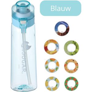 Geurwater Drinkfles ReNew- 650ml Blauw - Hydrated - Inclusief 7 Air Pods - BPA vrij – Tritan – Vegan – 0% Suiker - Water Up - Met Schoonmaakborstel – Beginnerskit – Met Rietje – Smaak