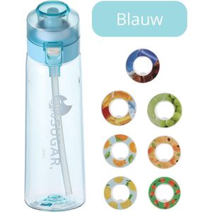 ReNew Geurwater Drinkfles - 650ml Blauw - Hydrated - Inclusief 7 Air Pods - BPA vrij – Tritan – Vegan – 0% Suiker - Water Up - Met Schoonmaakborstel – Beginnerskit – Met Rietje – Smaak