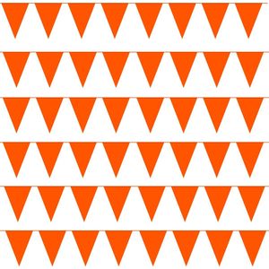 Partizzle 100 meter Oranje Vlaggenlijn Versiering - Vlaggen voor Koningsdag / EK 2024 - Slingers met Vlaggetjes - Plastic
