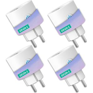 16A 24GHz en 5GHz Wi-Fi Slimme Stekker met Energiemonitor - Compatibel met Alexa en Google Home - Schema's en Timers - Smart Life/Tuya - 4 Stuks